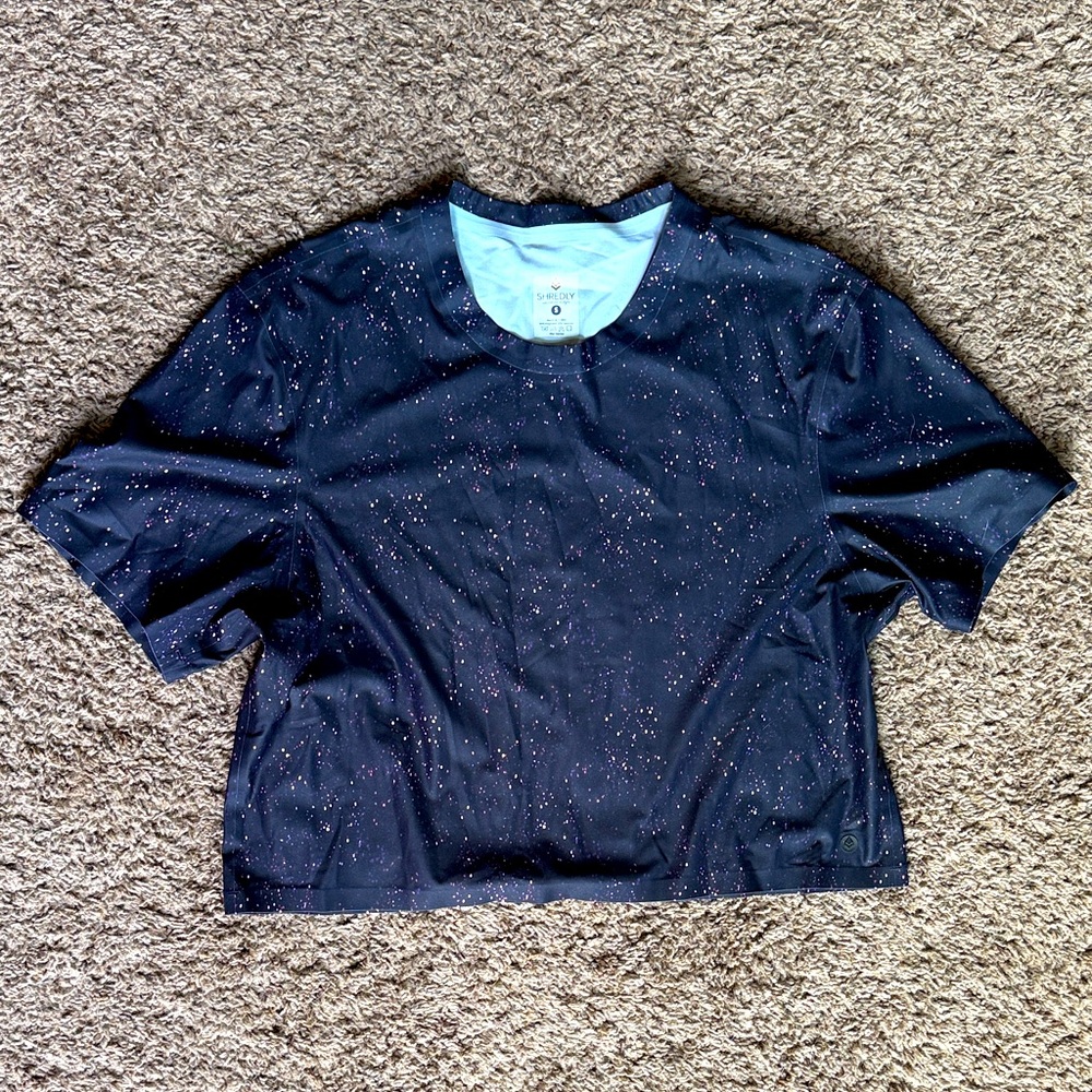 Shredly MTB “beyond tech boxy tee” Galaxy splatter print tee, Sz. small like new